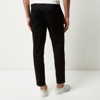 Black cropped skinny trousers